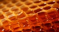 Honey comb section filled with golden honey macro abstract background texture Royalty Free Stock Photo