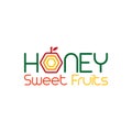 Honey comb sweet fruit shape label logo vector