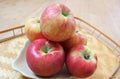 Honey crisp apples on a wooden table Royalty Free Stock Photo