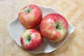 Honey crisp apples on a wooden table Royalty Free Stock Photo