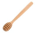 Honey dipper or spoon made from wooden isolated on a white background Royalty Free Stock Photo