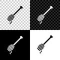 Honey dipper stick with dripping honey icon isolated on black, white and transparent background. Honey ladle. Vector Royalty Free Stock Photo