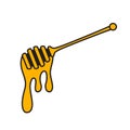 Honey dipper. Wooden stick with beeswax. Beekeeper wand