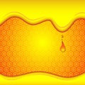 Honey drip on honey comb background