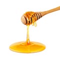 Honey dripping isolated on a white background, Dripped honey, Honey dipper