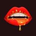 Honey dripping lips Royalty Free Stock Photo