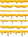 Honey dripping seamless. Yellow golden natural product honey splashes realistic syrup liquid oil vector patterns