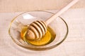 Wooden spoon in a bowl of honey