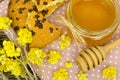 honey with dry flowers Royalty Free Stock Photo