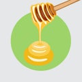 Honey falling from honey dipper flat design