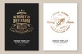 Honey farm badge. Vector. Concept for poster, flyer, template. Vintage typography design with honeycomb piece and honey
