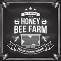 Honey farm badge. Vector. Concept for shirt, print, stamp or tee. Vintage typography design with bee, honeycomb piece