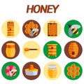 Honey flat icons set Royalty Free Stock Photo