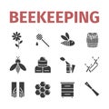 Beekeeping icon set. Honey signs. Vector illustration.