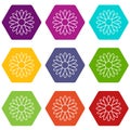 Honey flower icons set 9 vector Royalty Free Stock Photo