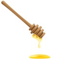 Honey flowing down a wooden stick