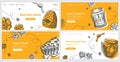 Honey food, web banner set, vector illustration