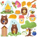 Honey funny cartoon icons vector illustration