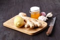 Honey,garlic and lemon as natural medicine Royalty Free Stock Photo