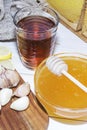 Honey, garlic, lemon - natural medicine Royalty Free Stock Photo