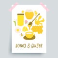 Honey and ginger design concept Royalty Free Stock Photo