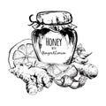Honey with ginger and lemon Royalty Free Stock Photo