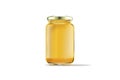 Honey glass jar isolated on white background. apricot marmalade honey jar mockup template.