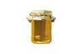 Honey glass jar mockup isolated on white background.