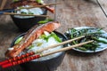 Honey Glazed Asian Style Salmon With Basmati White Rice and saute green beans on the side