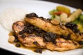 Honey glazed roasted chicken breast with dried fru