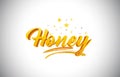 Honey Golden Yellow Word Text with Handwritten Gold Vibrant Colors Vector Illustration