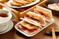 Honey ham with crispy cracker wrapped in thin bread Royalty Free Stock Photo