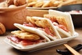 Honey ham with crispy cracker wrapped in thin bread Royalty Free Stock Photo