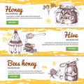 Honey Hand Drawn Banners Set