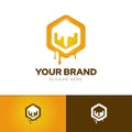 Honey hexagonal creative logo design inspiration template