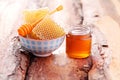 Honey with honey comb Royalty Free Stock Photo