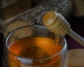 honey, honey spoon, honey jar Royalty Free Stock Photo