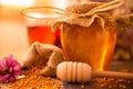 Honey, honeycomb, pollen and propolis Royalty Free Stock Photo