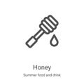 honey icon vector from summer food and drink collection. Thin line honey outline icon vector illustration. Linear symbol for use Royalty Free Stock Photo