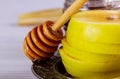 Honey jar with apples Rosh Hashana hebrew religious holiday Royalty Free Stock Photo