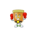 Honey in jar with boxing character shape.