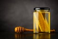 Honey Jar with Comb and Copy Space Royalty Free Stock Photo