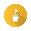 Honey jar with dipper flat design long shadow glyph icon