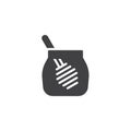 Honey jar with dipper vector icon