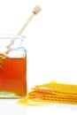 Honey jar and honeycomb Royalty Free Stock Photo