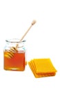 Honey jar and honeycomb Royalty Free Stock Photo