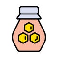 Honey jar icon or logo. Apitherapy icon. Color vector illustration from alternative medicine. Naturopathy Therapy Vector Icon.