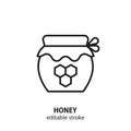 Honey jar line icon. Beekeeper vector concept.