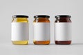 Honey Jar Mock-Up - Three Jars. Blank Label Royalty Free Stock Photo