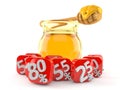 Honey jar with percent symbols